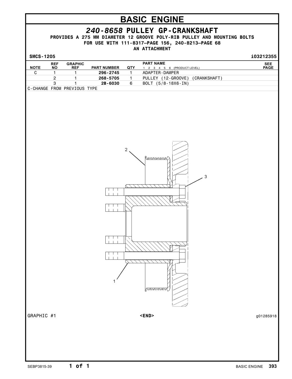 268-5705 - PULLEY (12-GROOVE) (CRANKSHAFT)