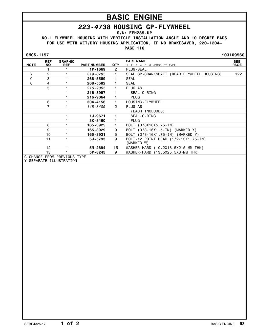 304-4156 HOUSING-FLYWHEEL · S/N FFH285-UP CAT parts manual diagram