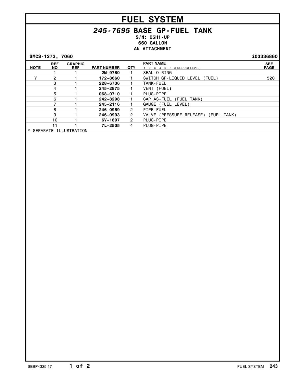 245-2116 - GAUGE (FUEL LEVEL)