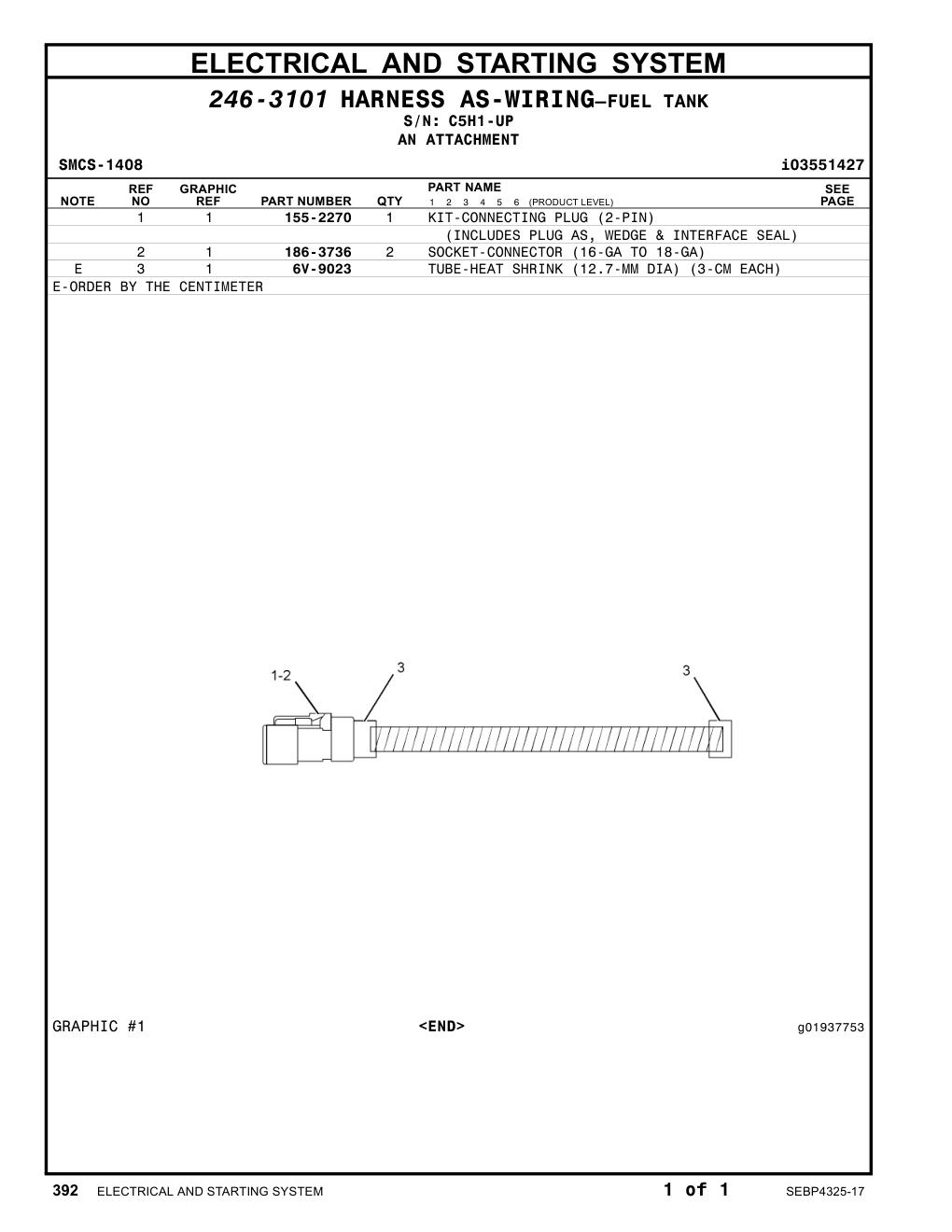 6V-9023 - TUBE-HEAT SHRINK (12.7-MM DIA) (3-CM EACH)