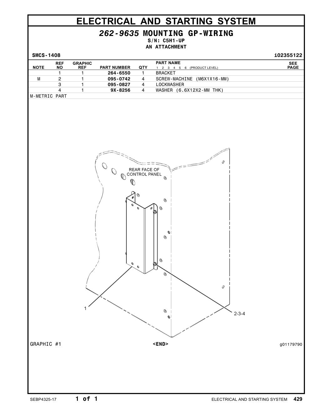 264-6550 BRACKET · S/N C5H1-UP CAT parts manual diagram