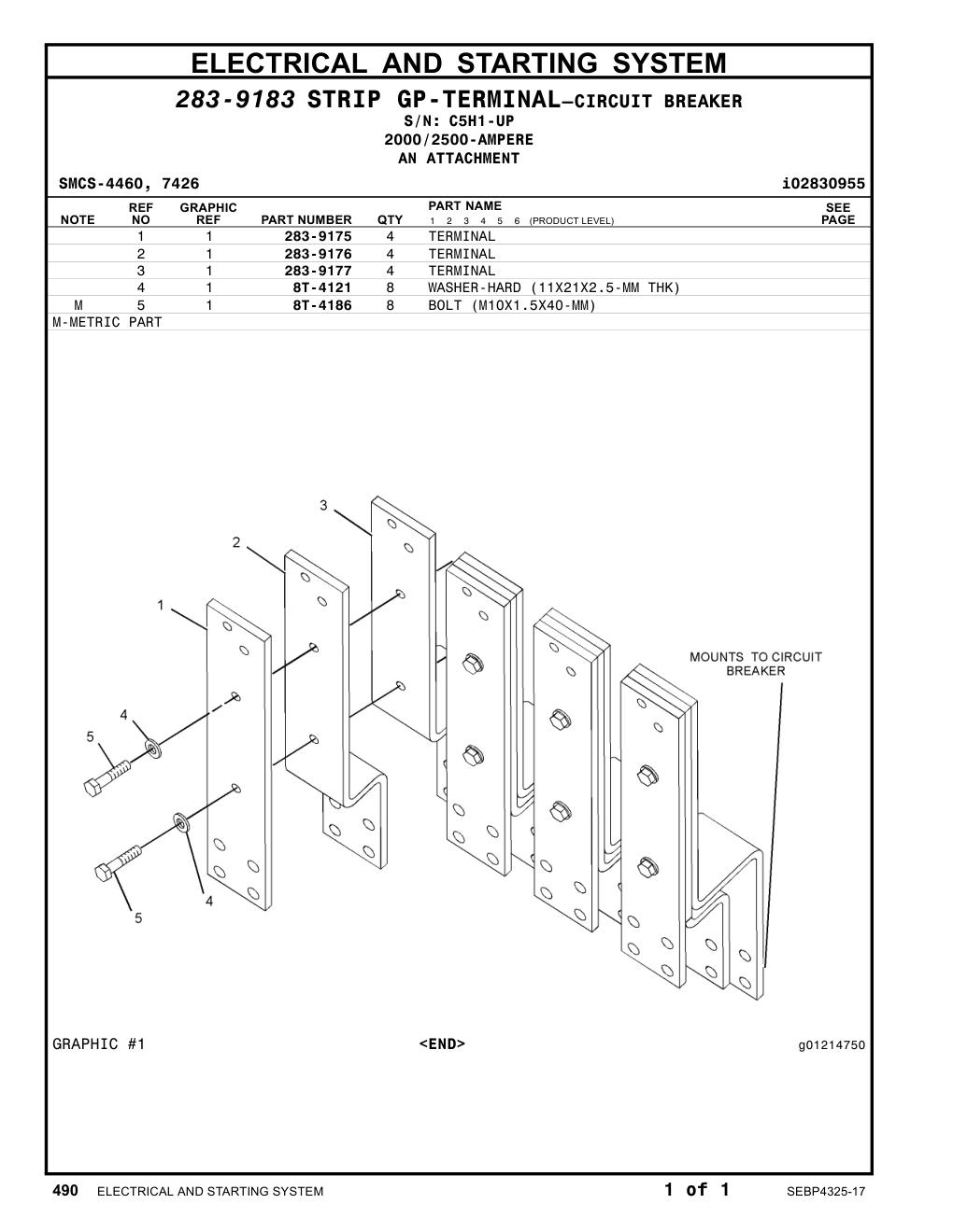 283-9177 TERMINAL · S/N C5H1-UP CAT parts manual diagram