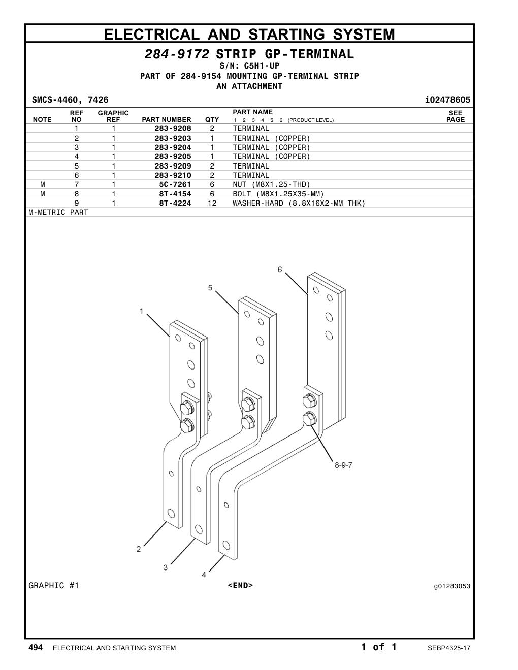 283-9204 TERMINAL (COPPER) · S/N C5H1-UP CAT parts manual diagram