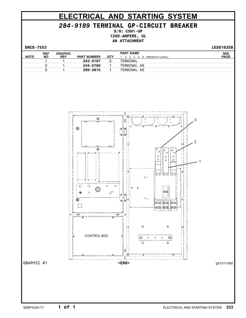 289-2815 TERMINAL AS · S/N C5H1-UP CAT parts manual diagram