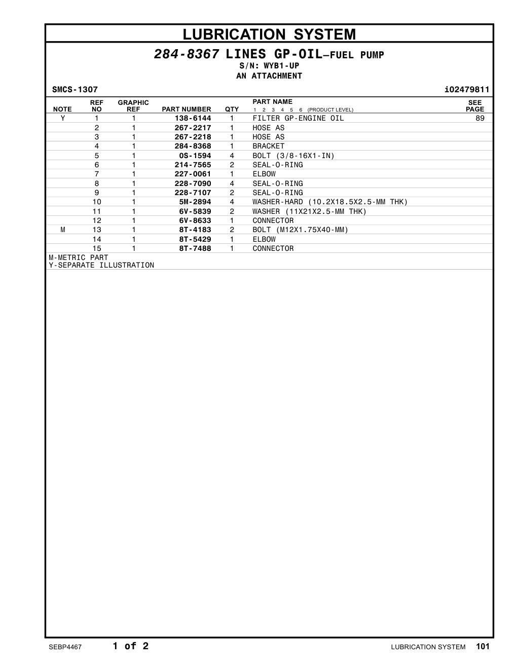 228-7107 SEAL-O-RING · S/N WYB1-UP CAT parts manual diagram