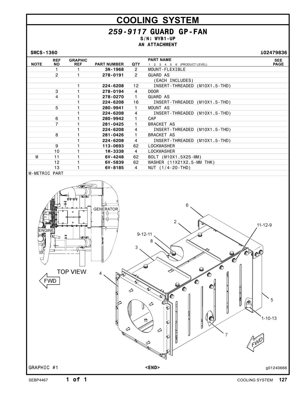 224-6208 INSERT-THREADED (M10X1.5-THD) · S/N WYB1-UP CAT parts manual diagram