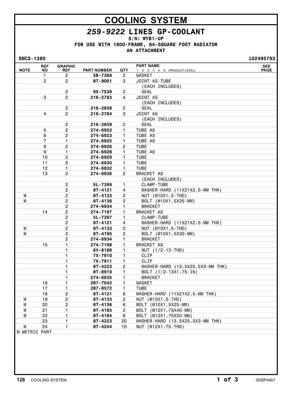 216-2784 JOINT AS · S/N WYB1-UP CAT parts manual diagram