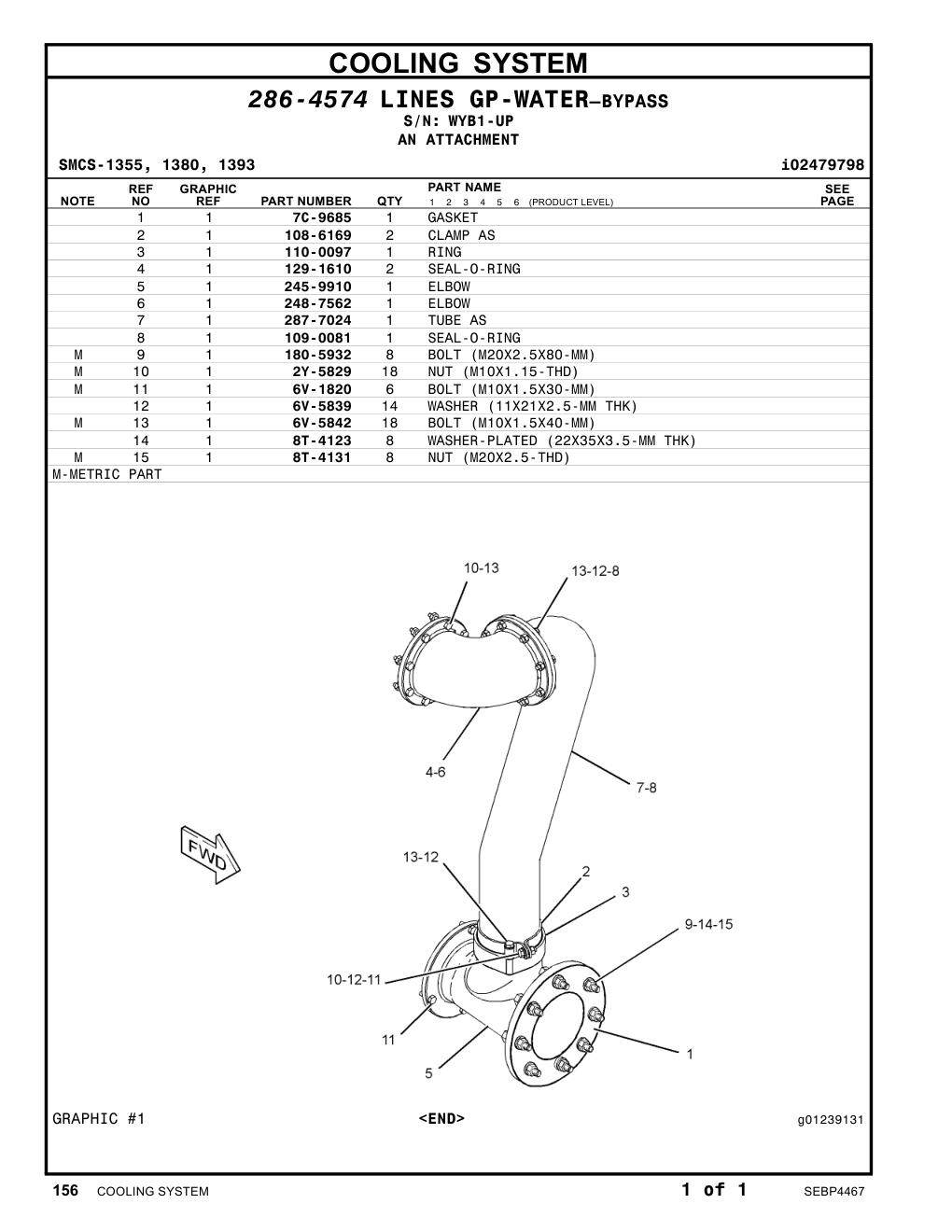 287-7024 TUBE AS · S/N WYB1-UP CAT parts manual diagram