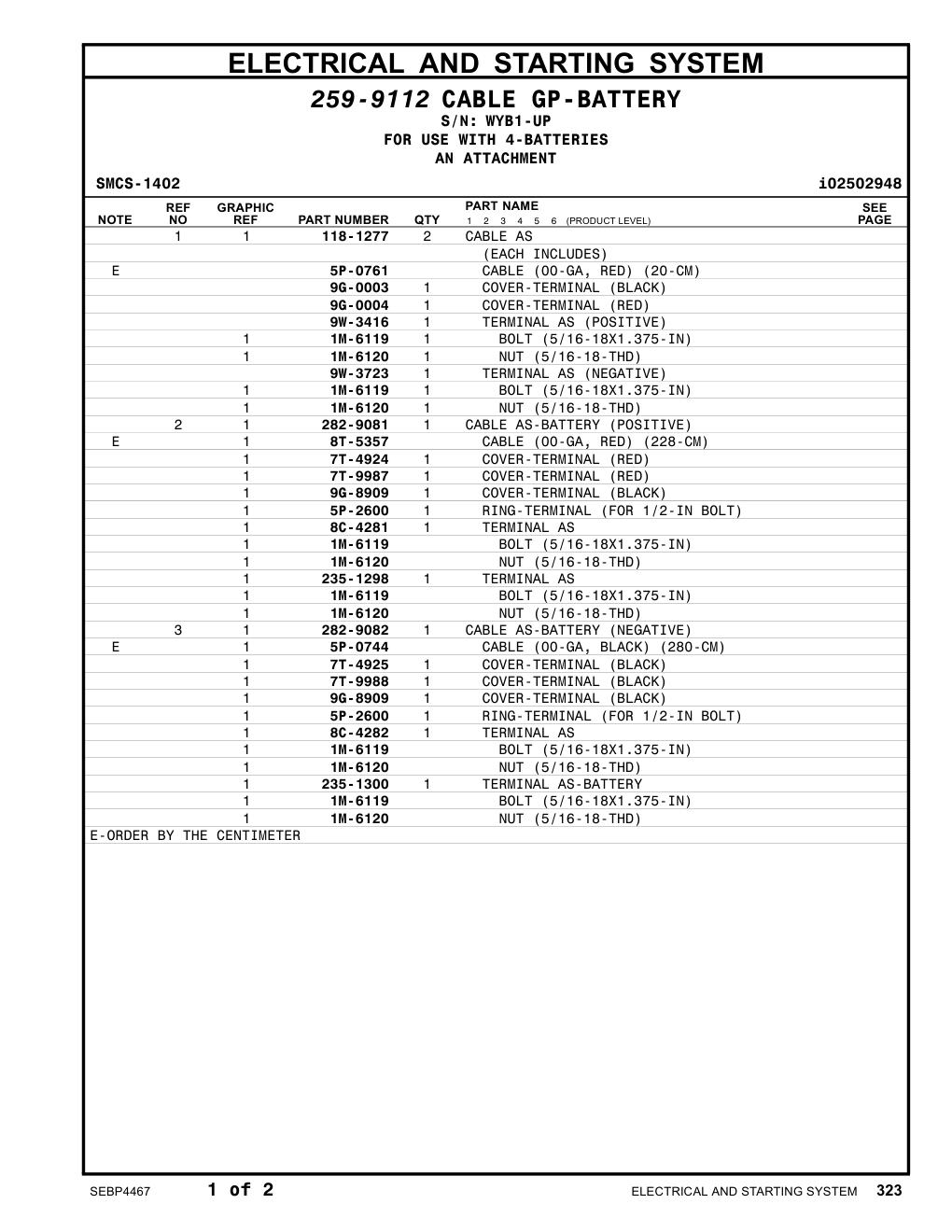235-1298 TERMINAL AS · S/N WYB1-UP CAT parts manual diagram