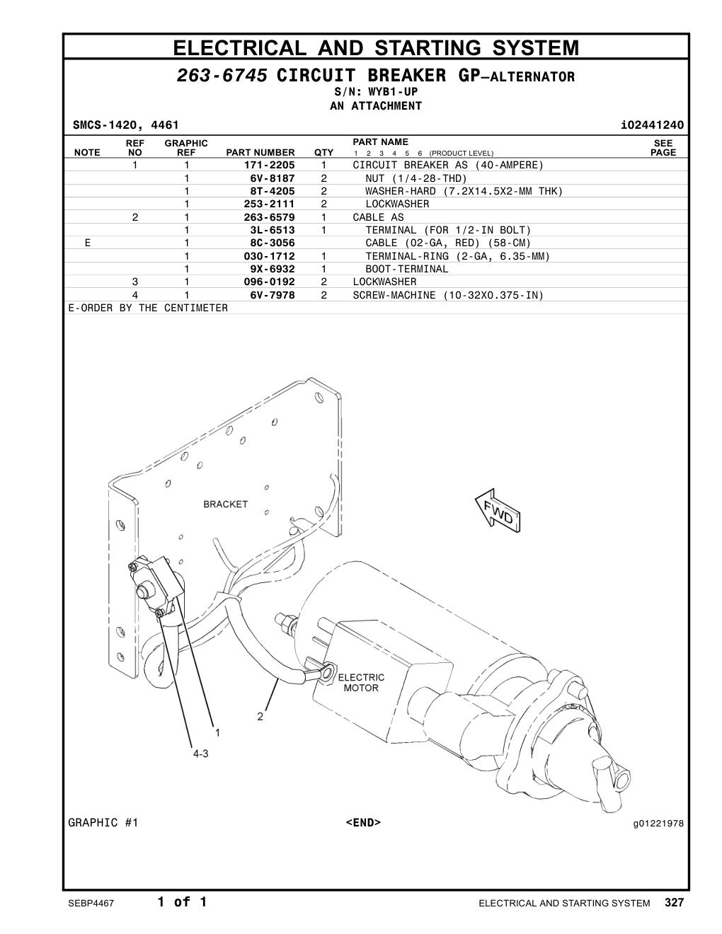 030-1712 TERMINAL-RING (2-GA, 6.35-MM) · S/N WYB1-UP CAT parts manual diagram