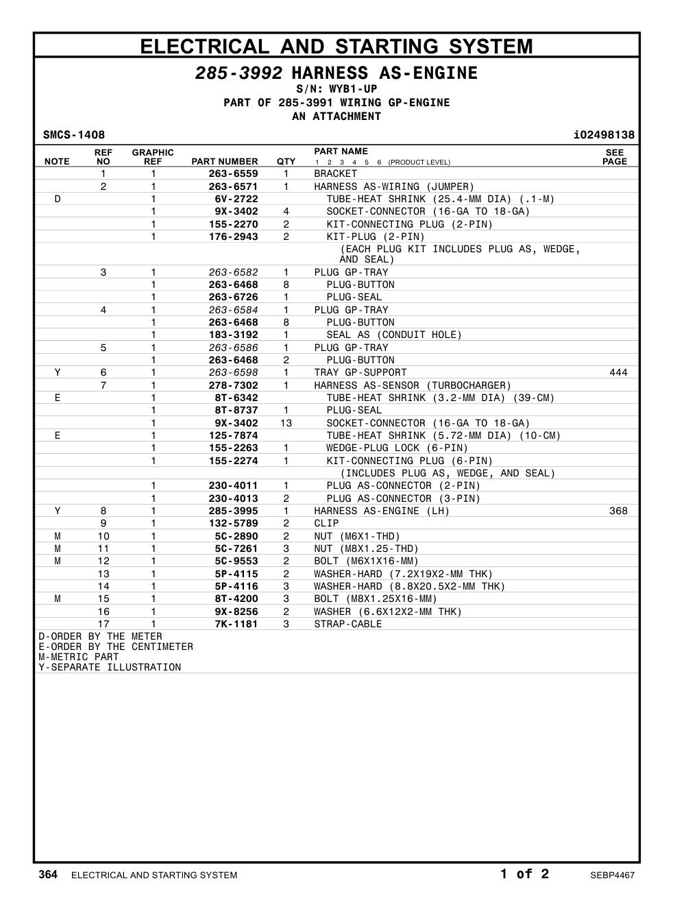 278-7302 HARNESS AS-SENSOR (TURBOCHARGER) · S/N WYB1-UP CAT parts manual diagram