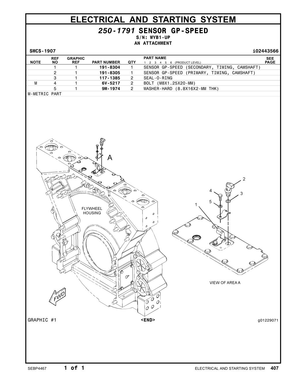 191-8304 SENSOR GP-SPEED (SECONDARY, TIMING, CAMSHAFT) · S/N WYB1-UP CAT parts manual diagram