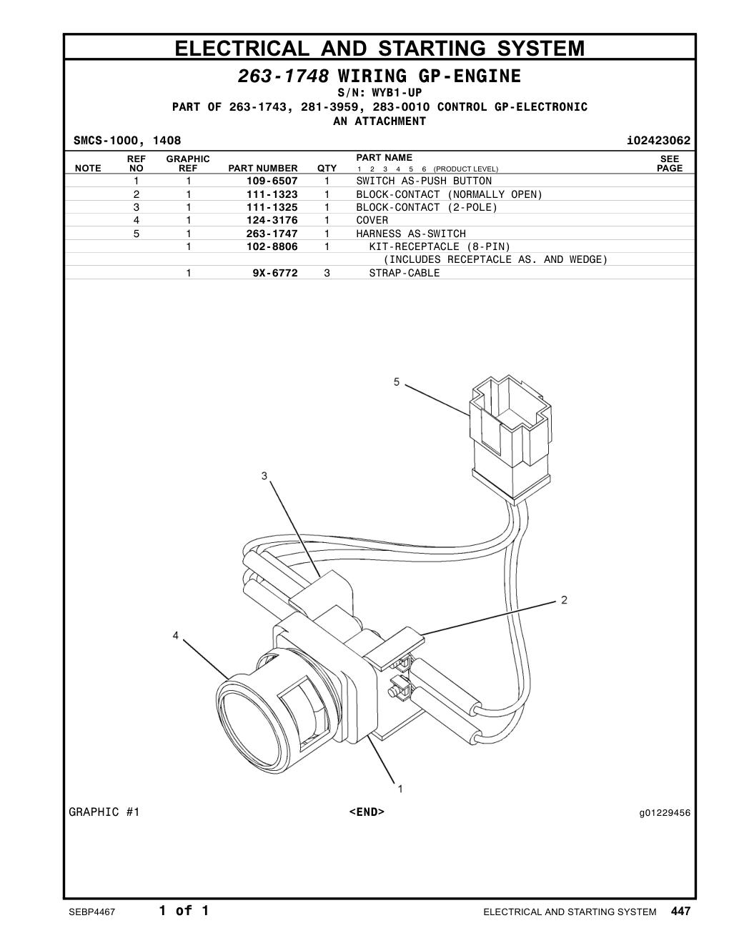 263-1747 HARNESS AS-SWITCH · S/N WYB1-UP CAT parts manual diagram