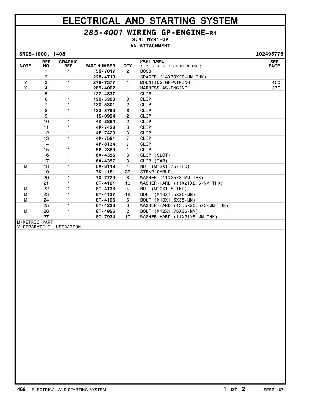 5G-7817 BOSS · S/N WYB1-UP CAT parts manual diagram