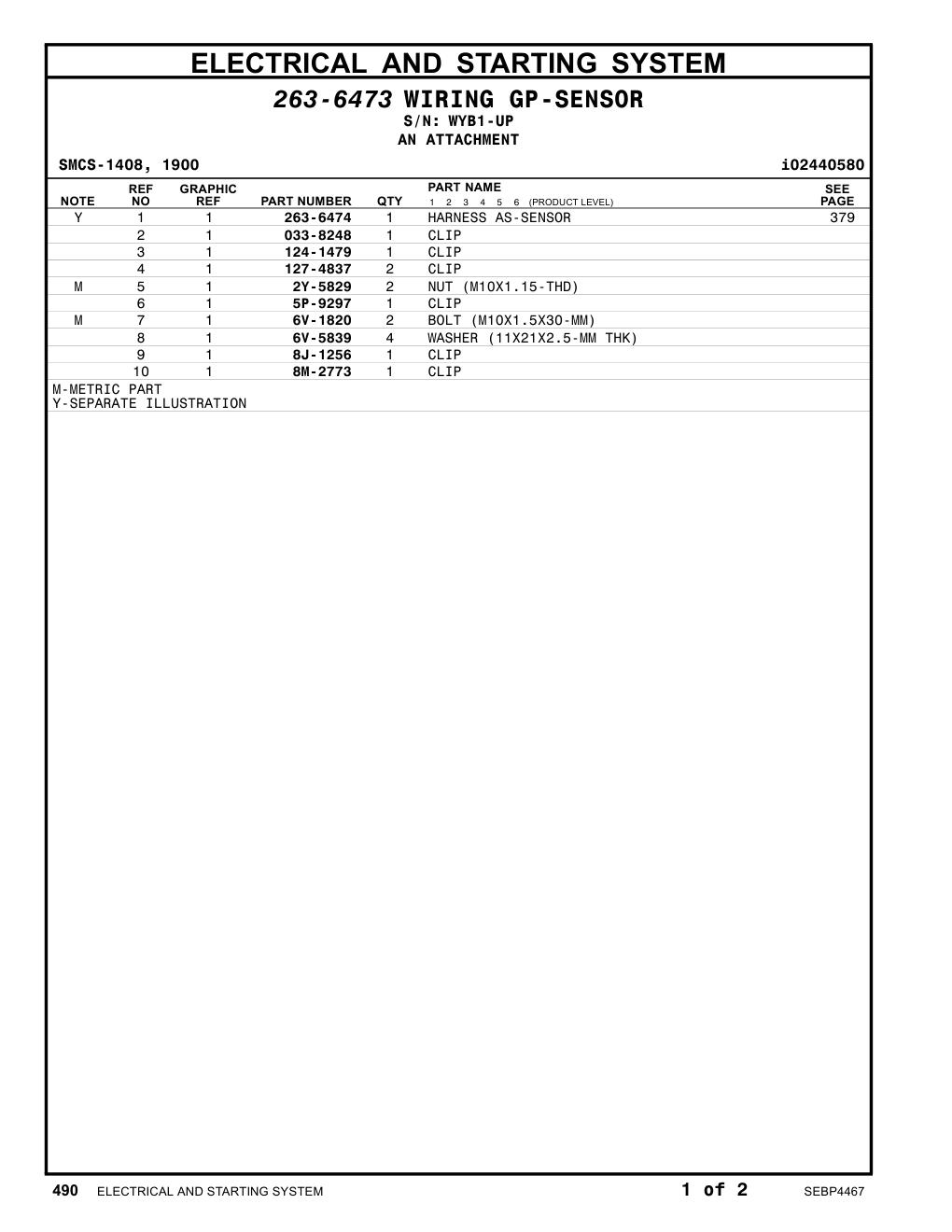 124-1479 CLIP · S/N WYB1-UP CAT parts manual diagram