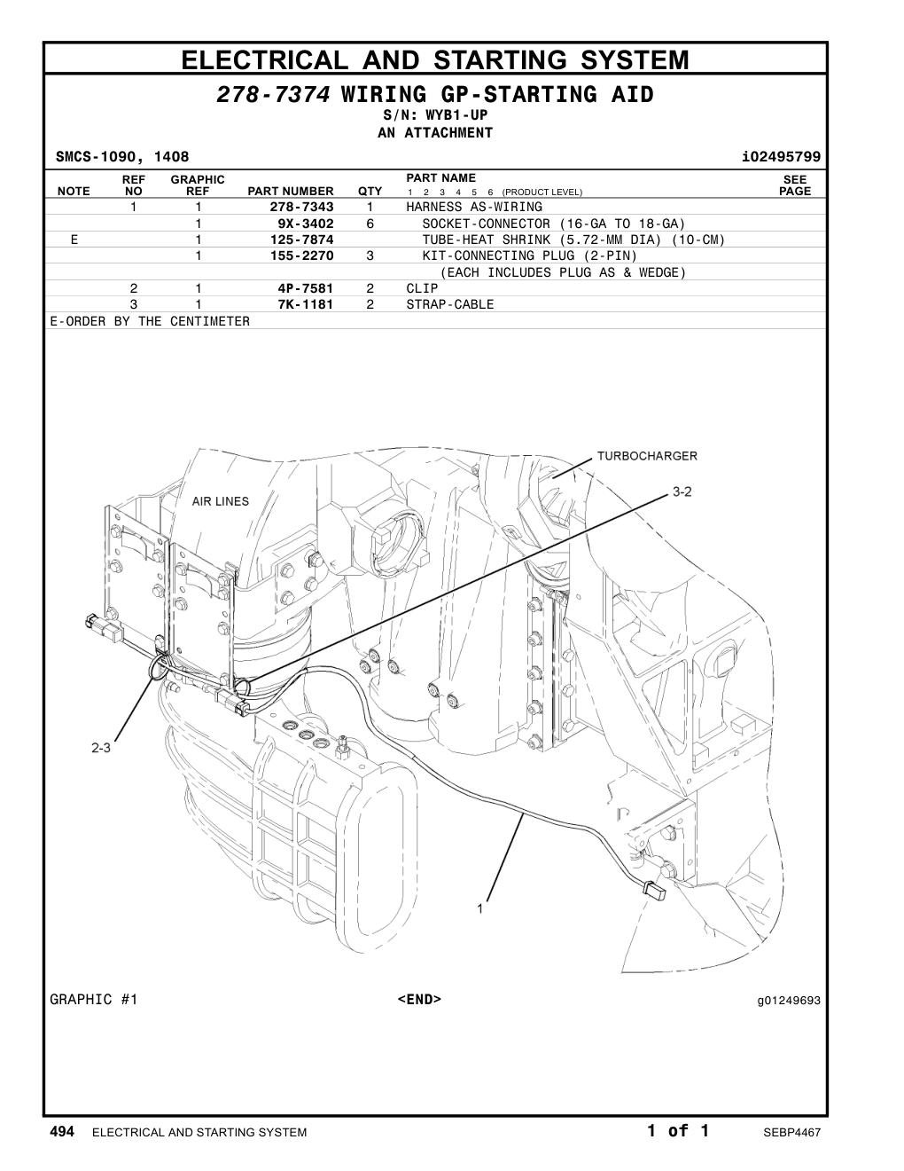 278-7343 HARNESS AS-WIRING · S/N WYB1-UP CAT parts manual diagram