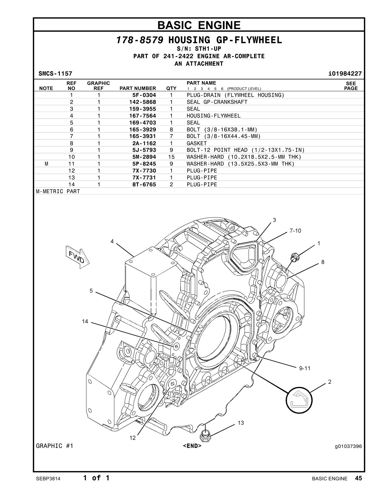 159-3955 SEAL · S/N STH1-UP CAT parts manual diagram
