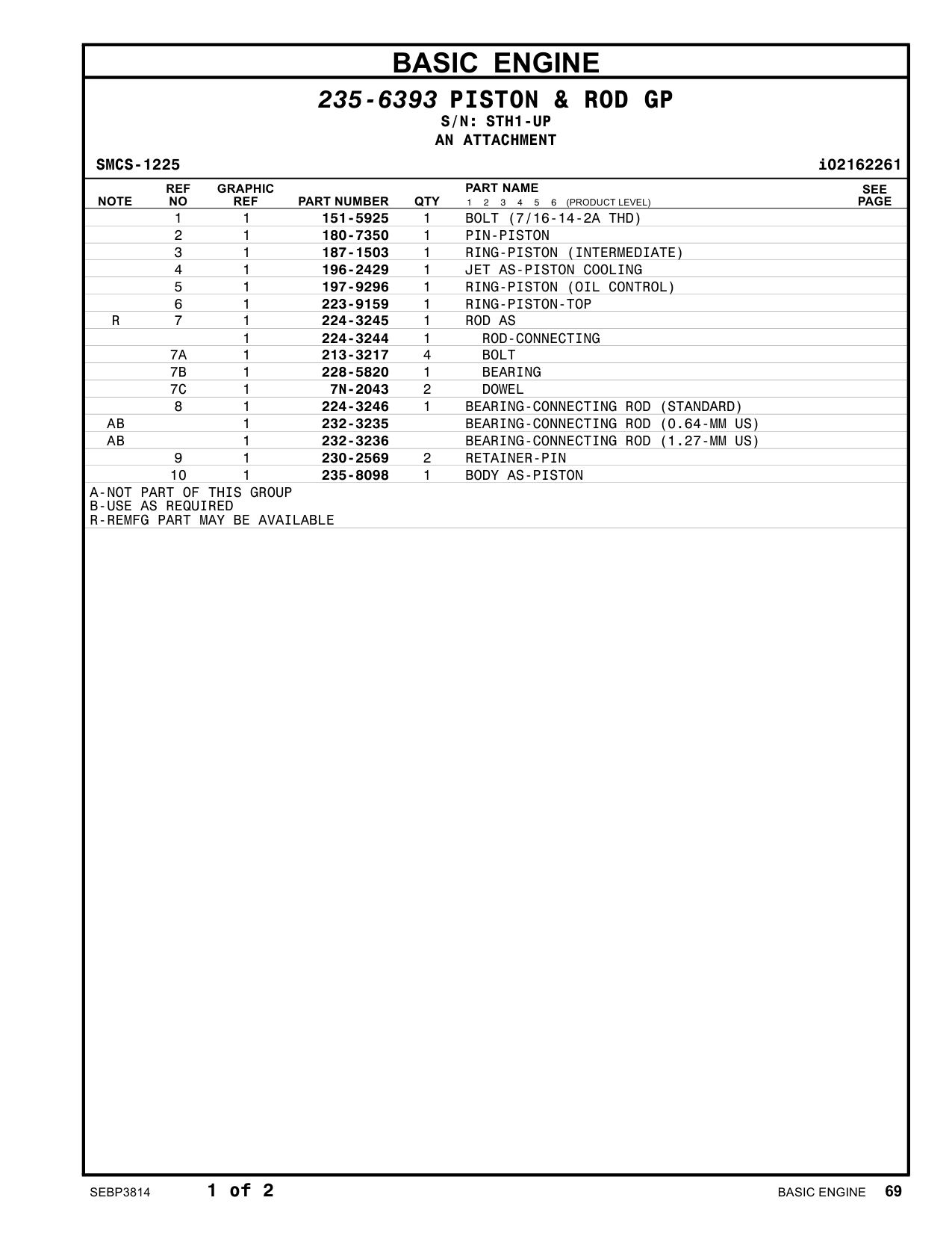 223-9159 RING-PISTON-TOP · S/N STH1-UP CAT parts manual diagram