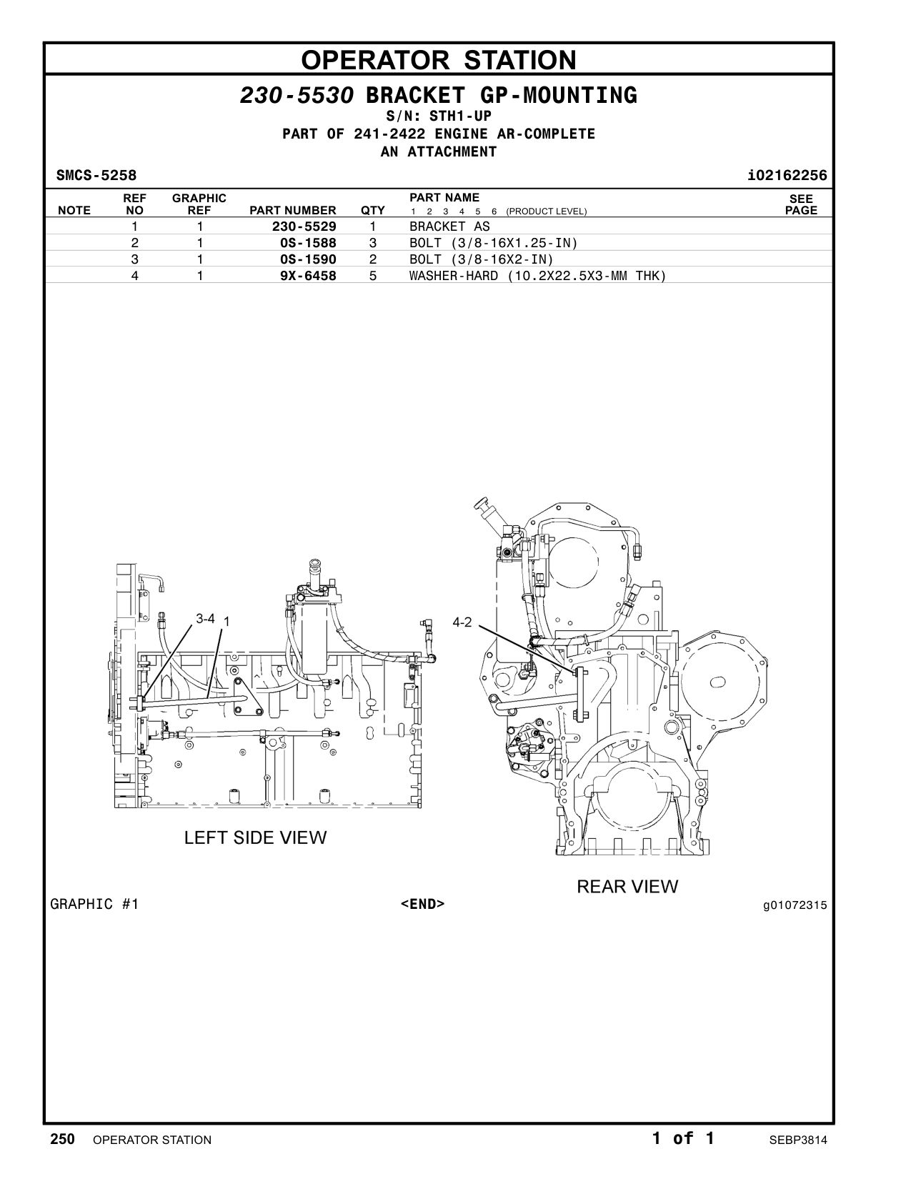 230-5529 BRACKET AS · S/N STH1-UP CAT parts manual diagram