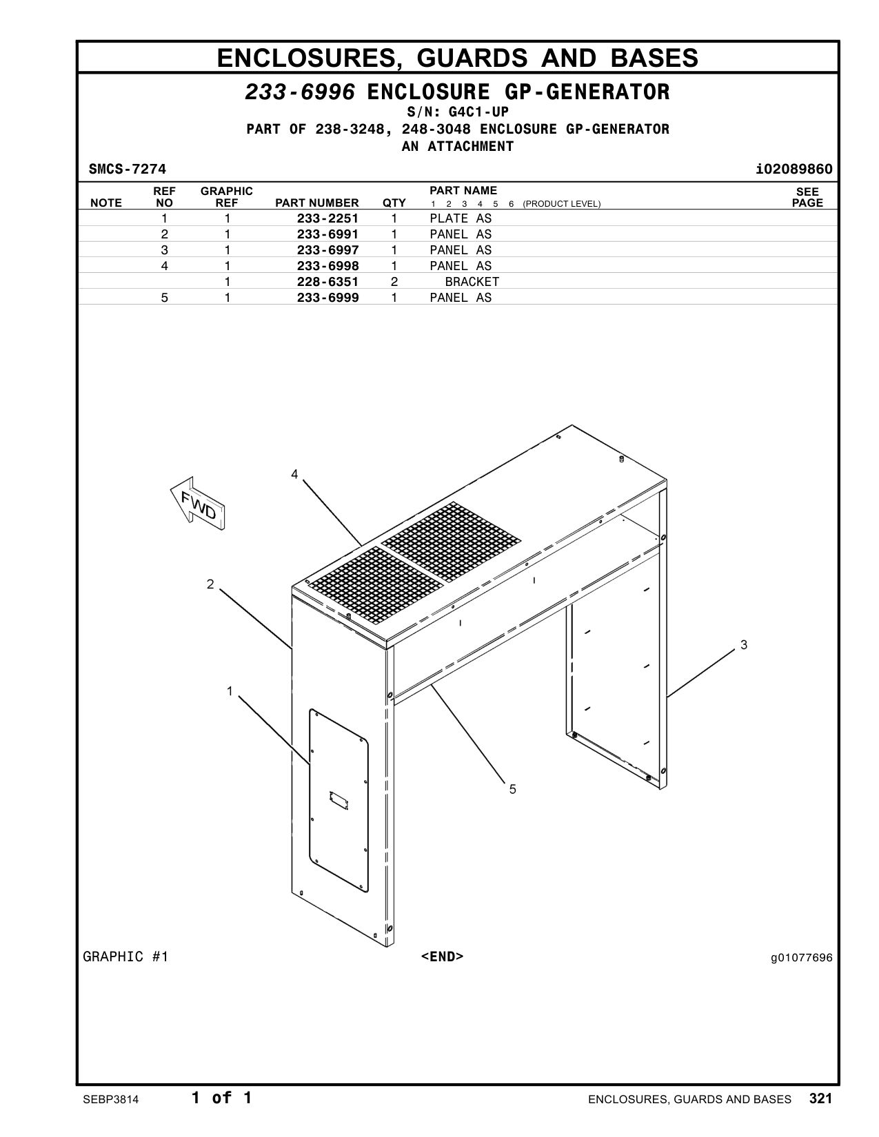228-6351 BRACKET · S/N G4C1-UP CAT parts manual diagram