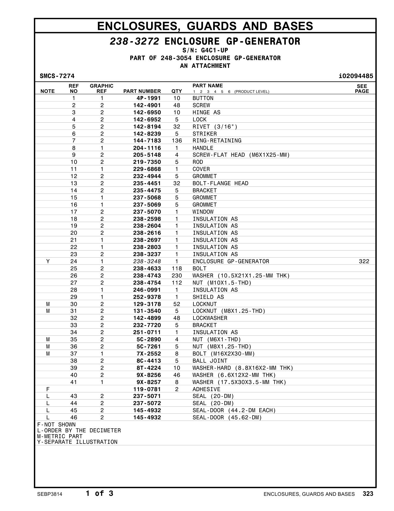 238-2697 INSULATION AS · S/N G4C1-UP CAT parts manual diagram