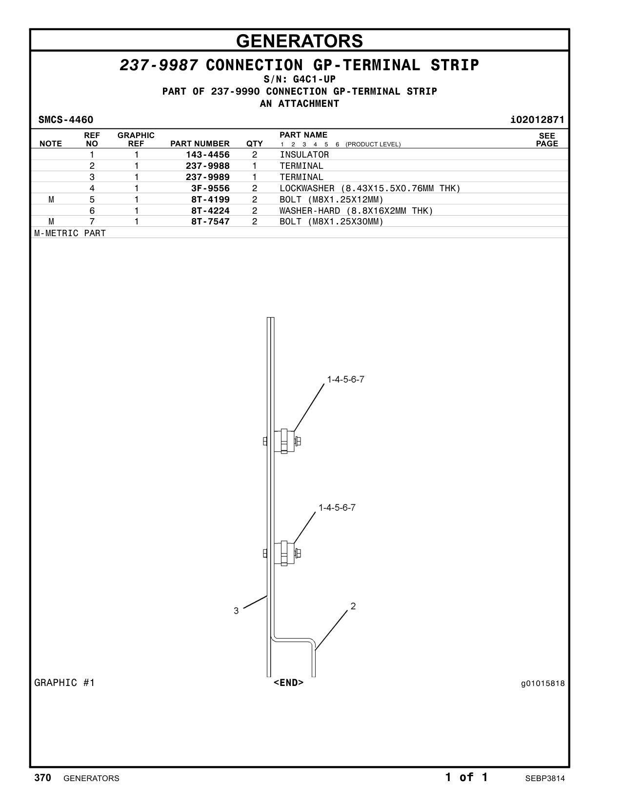 237-9989 TERMINAL · S/N G4C1-UP CAT parts manual diagram