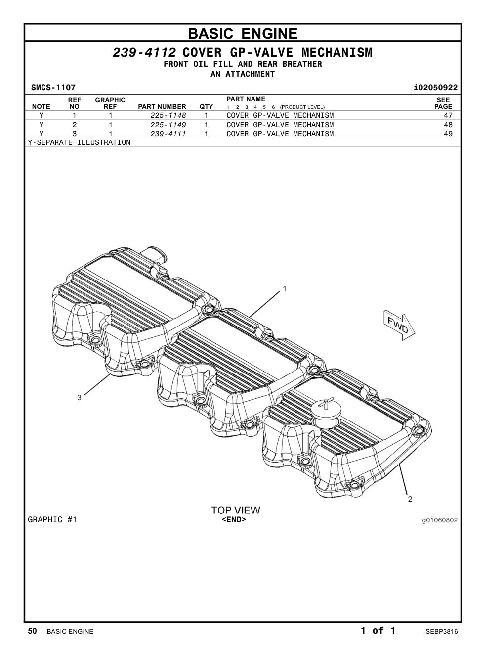 225-1149 - COVER GP-VALVE MECHANISM