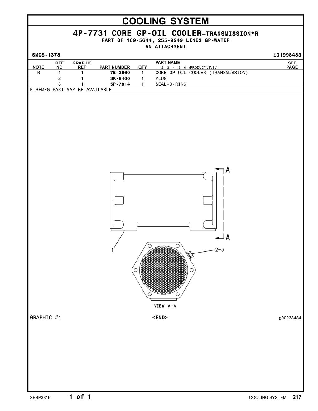 7E-2660 - CORE GP-OIL COOLER (TRANSMISSION)