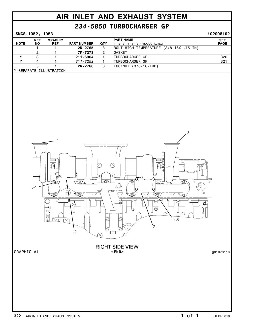 211-6964 - TURBOCHARGER GP