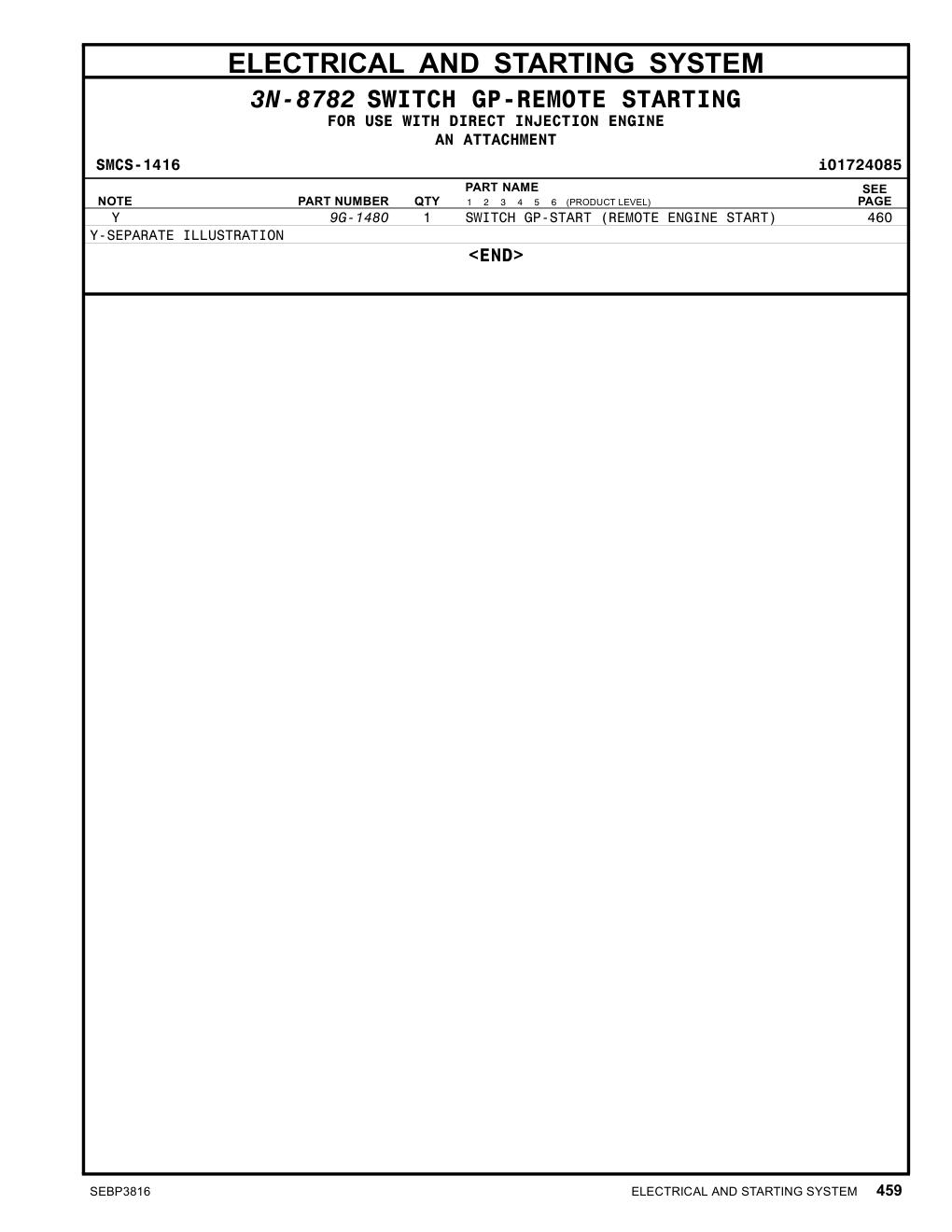 9G-1480 - SWITCH GP-START (REMOTE ENGINE START)