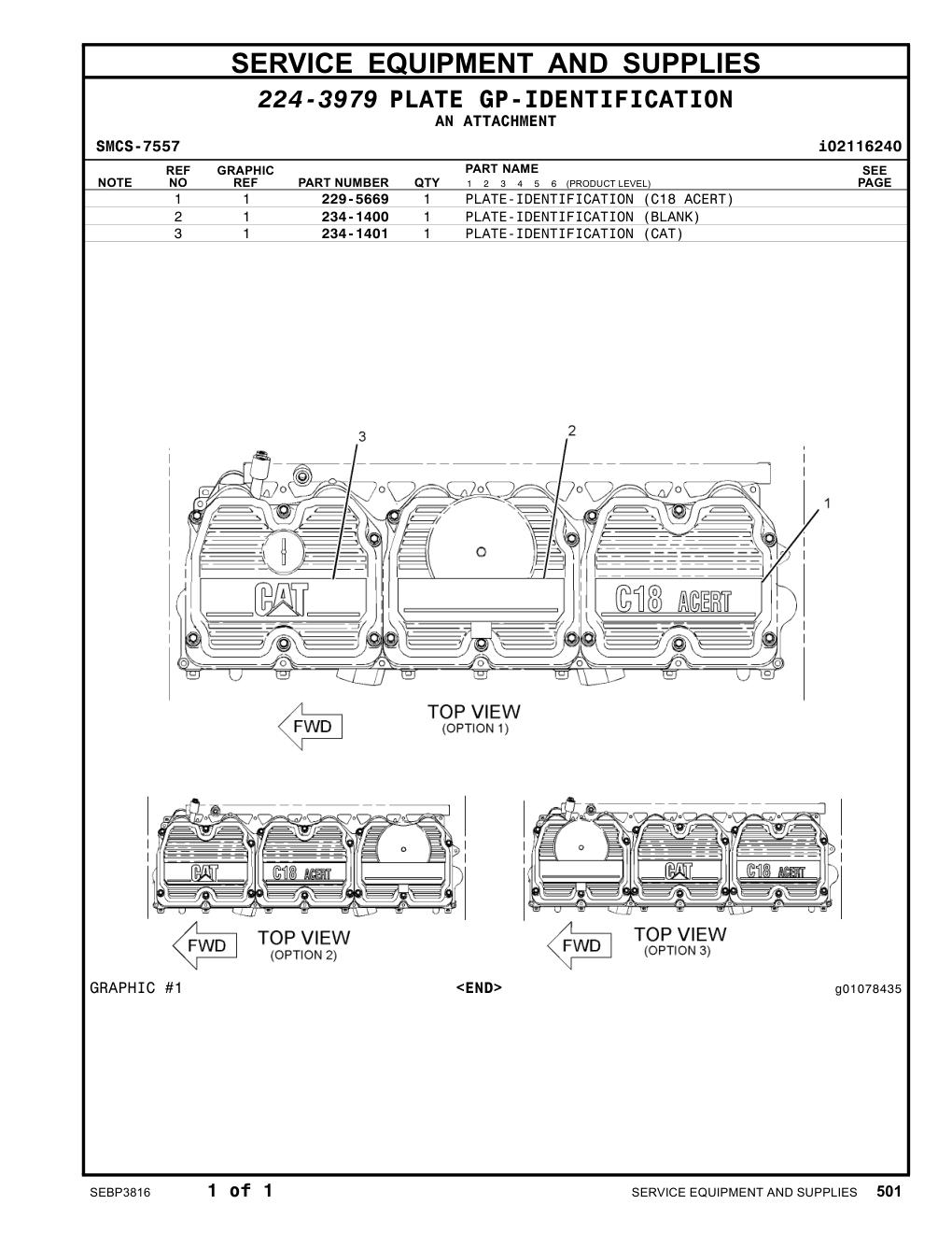 229-5669 PLATE-IDENTIFICATION (C18 ACERT) CAT parts manual diagram