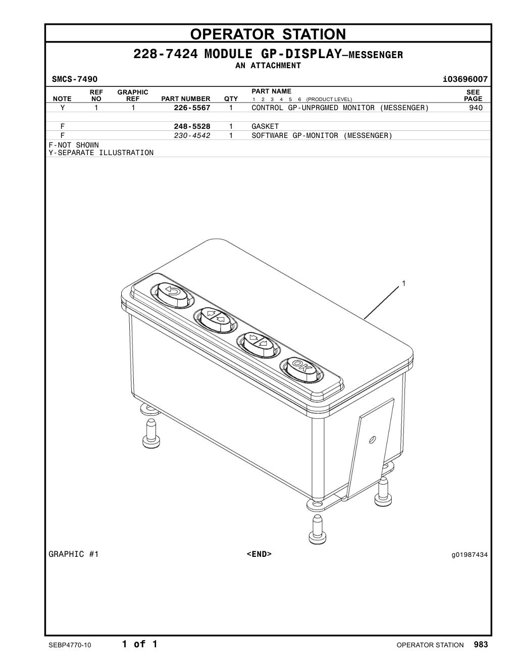 226-5567 CONTROL GP-UNPRGMED MONITOR (MESSENGER) CAT parts manual diagram