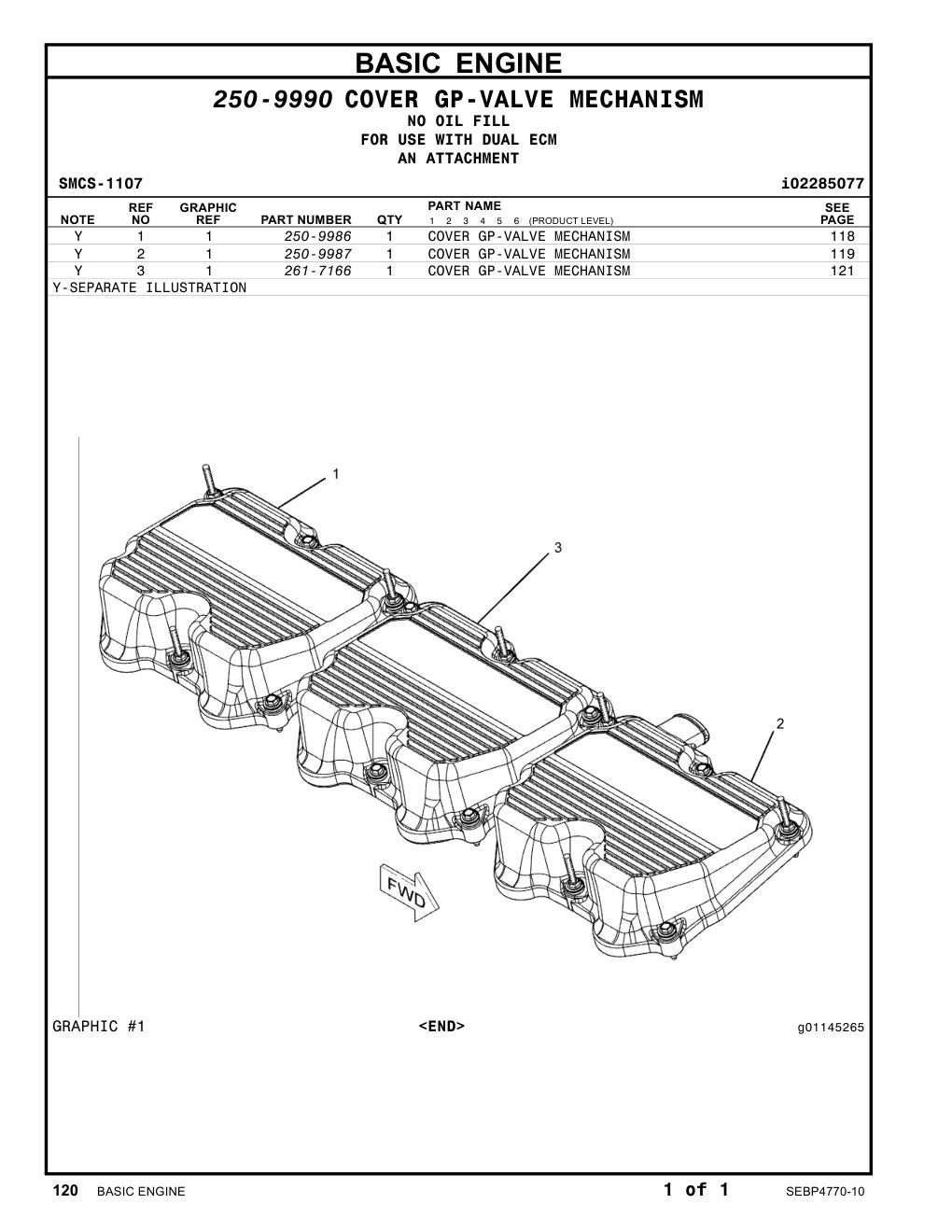 250-9986 - COVER GP-VALVE MECHANISM