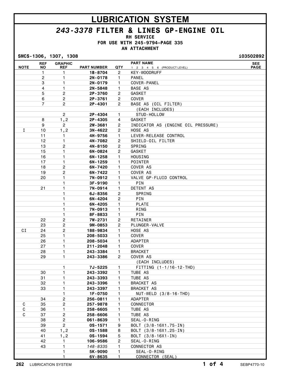 243-3392 TUBE AS CAT parts manual diagram
