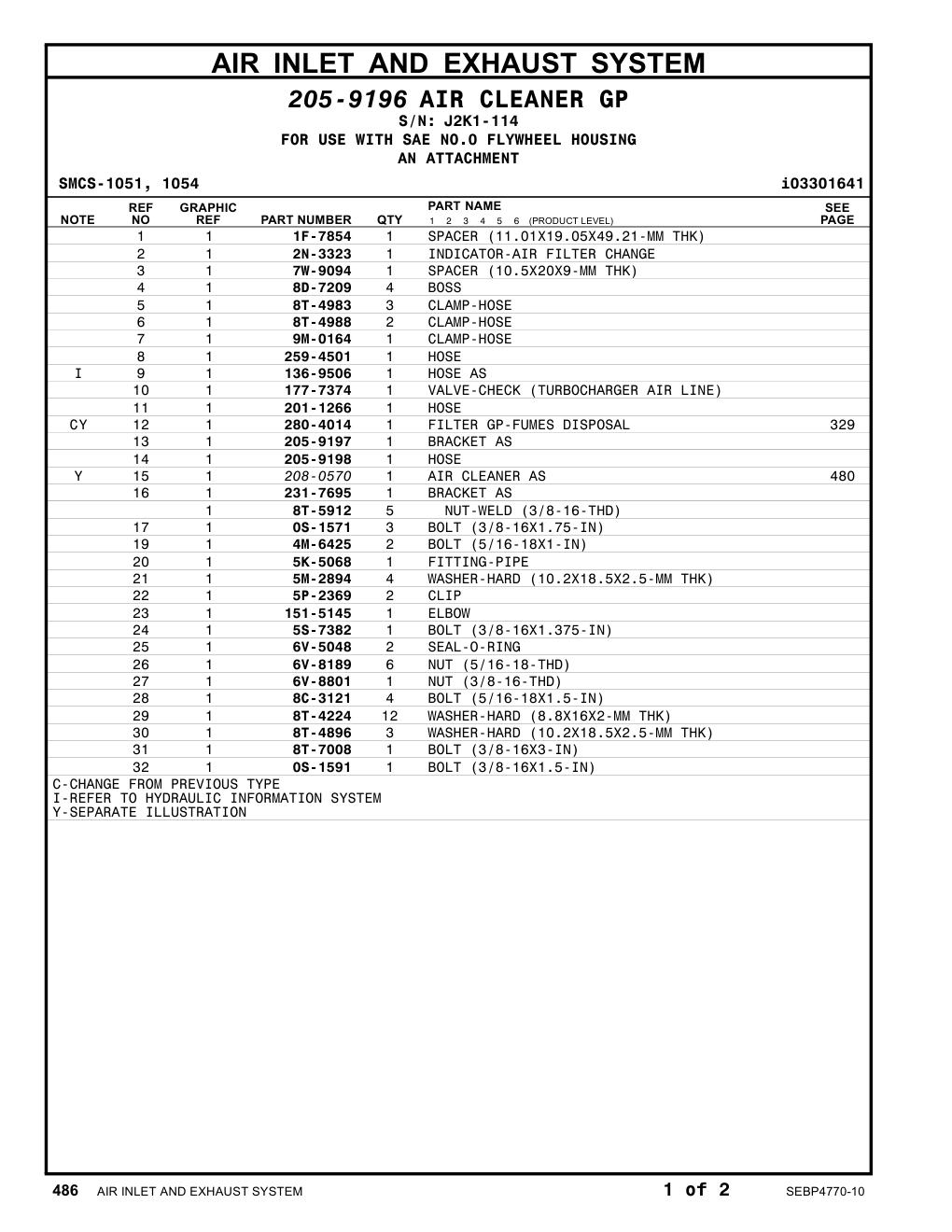 259-4501 HOSE · S/N J2K1-114 CAT parts manual diagram
