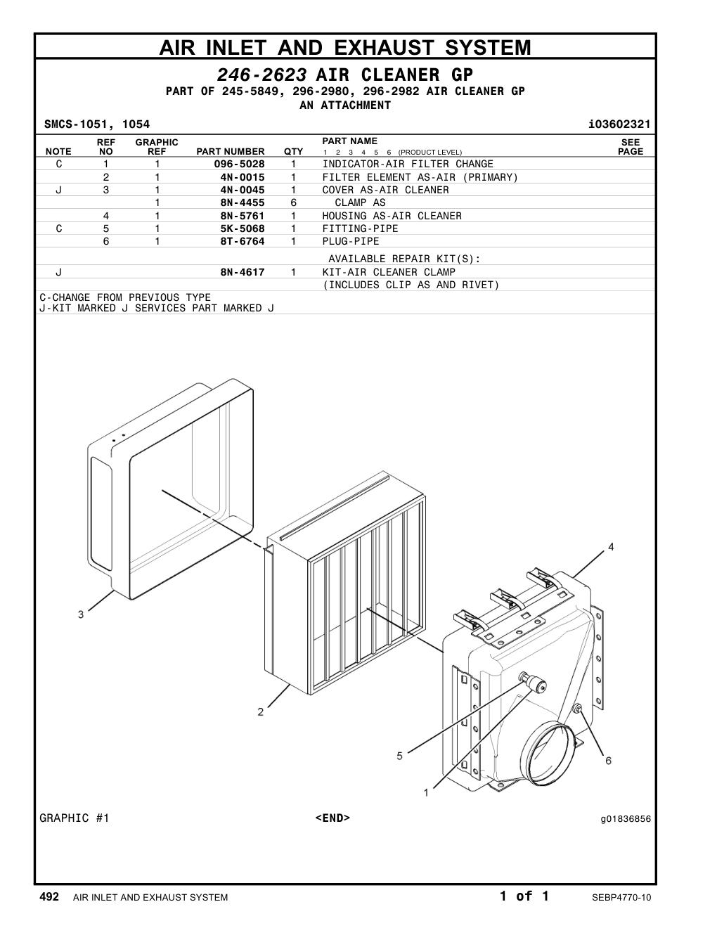 8N-5761 HOUSING AS-AIR CLEANER CAT parts manual diagram