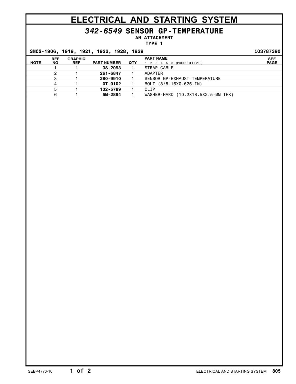 280-9910 - SENSOR GP-EXHAUST TEMPERATURE
