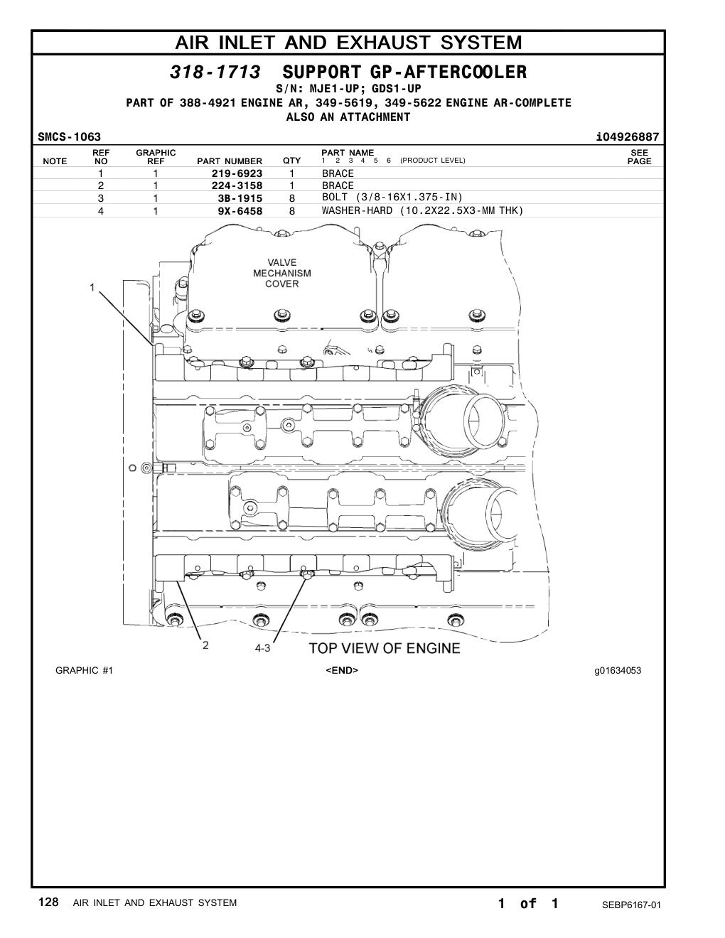 224-3158 BRACE CAT parts manual diagram
