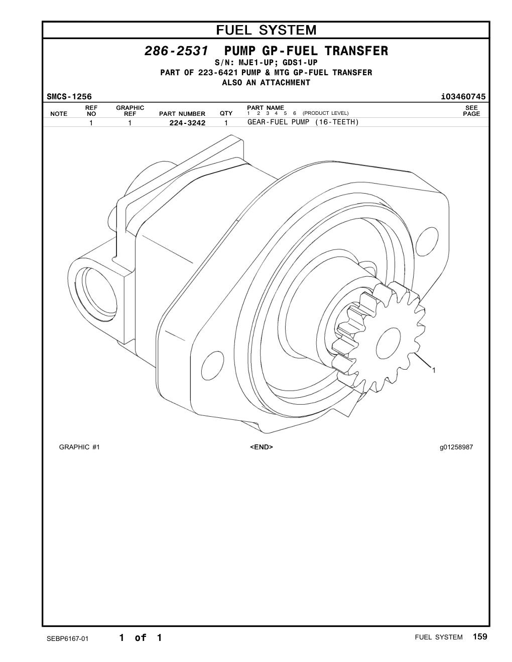 224-3242 - GEAR-FUEL PUMP (16-TEETH)