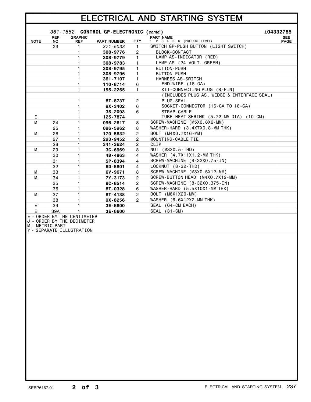 308-9796 BUTTON-PUSH CAT parts manual diagram