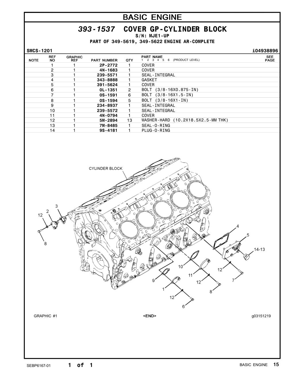 343-8888 GASKET · S/N MJE1-UP CAT parts manual diagram
