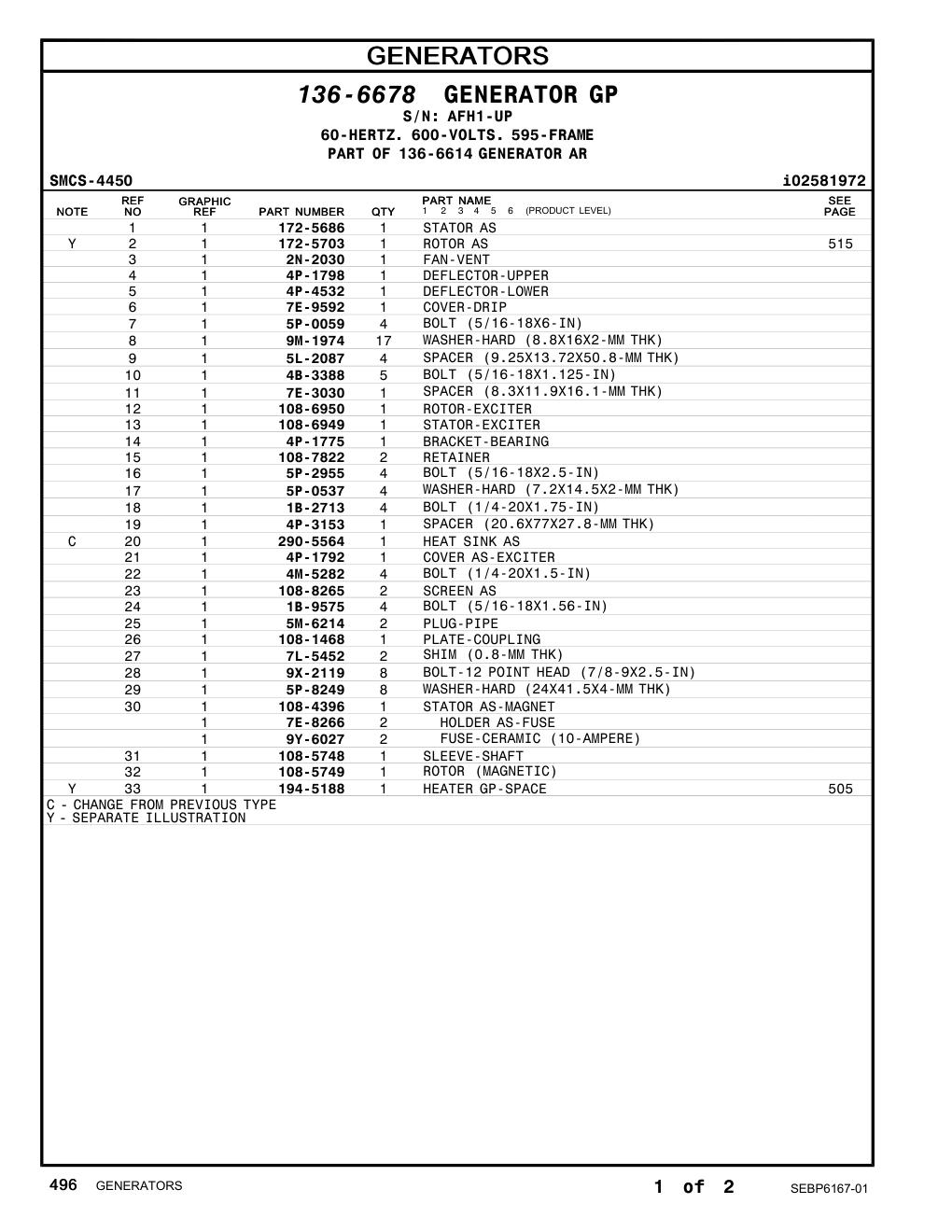 172-5686 STATOR AS · S/N AFH1-UP CAT parts manual diagram