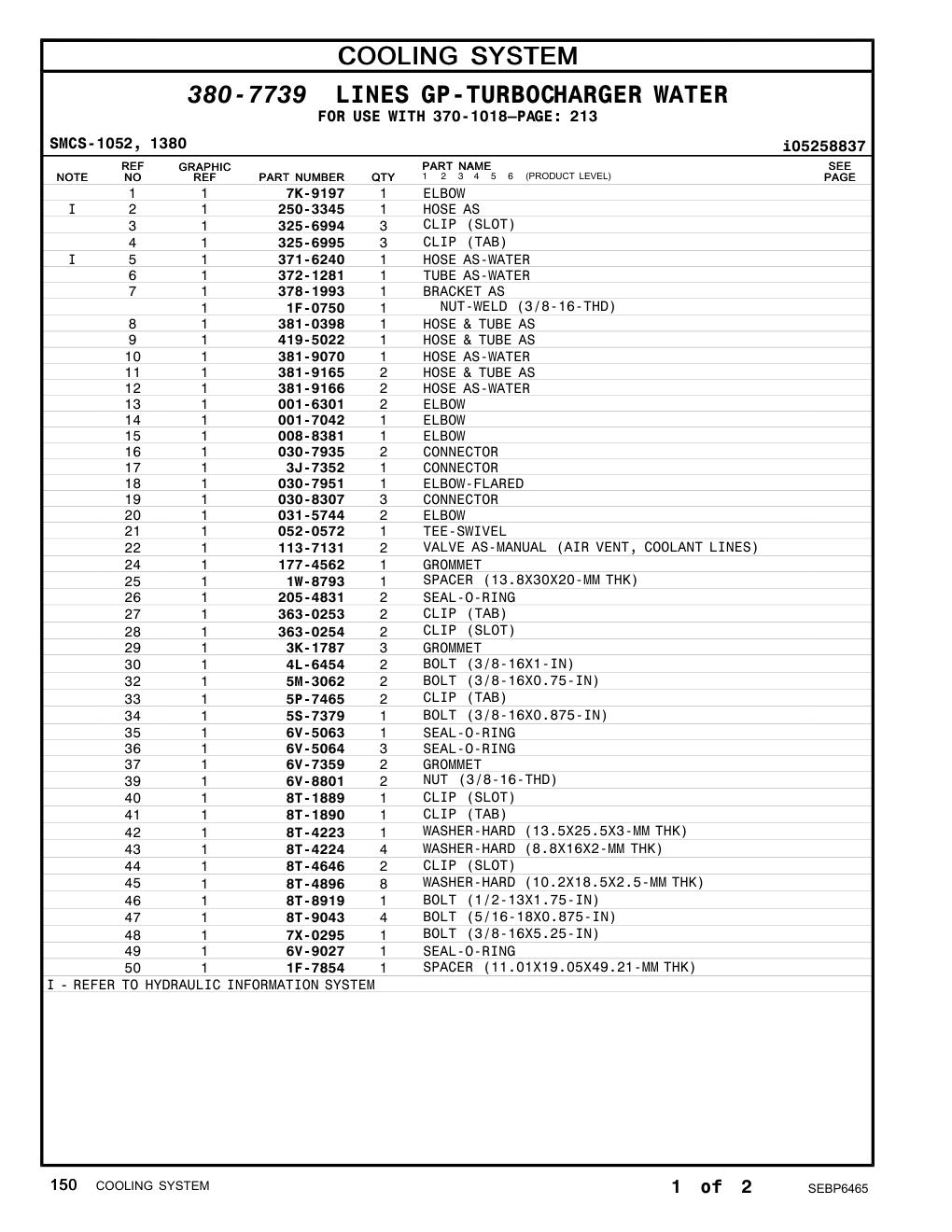 372-1281 TUBE AS-WATER CAT parts manual diagram