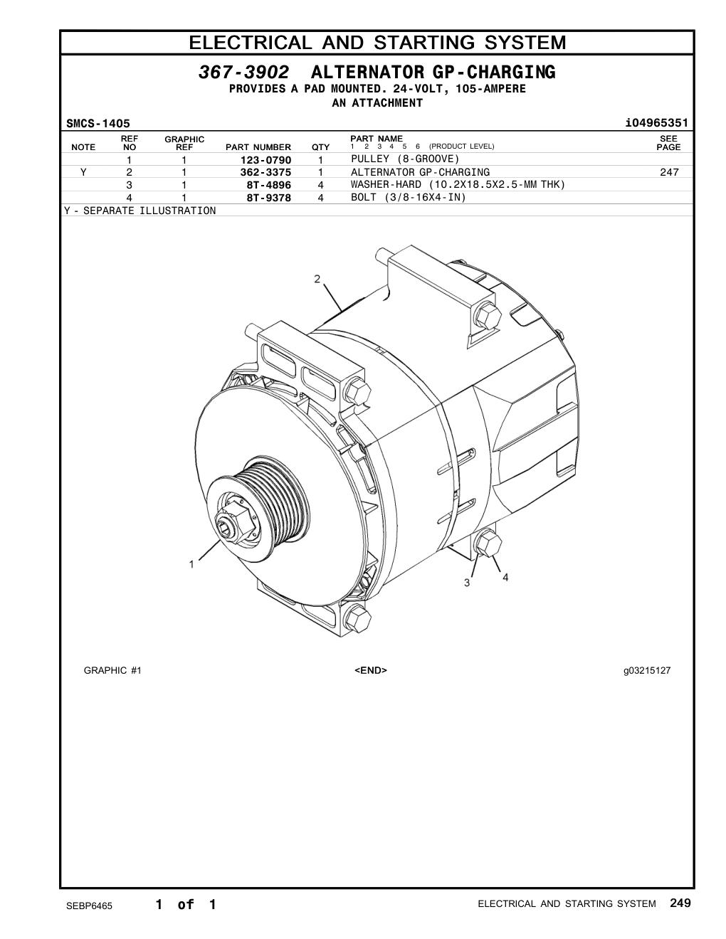 362-3375 ALTERNATOR GP-CHARGING CAT parts manual diagram