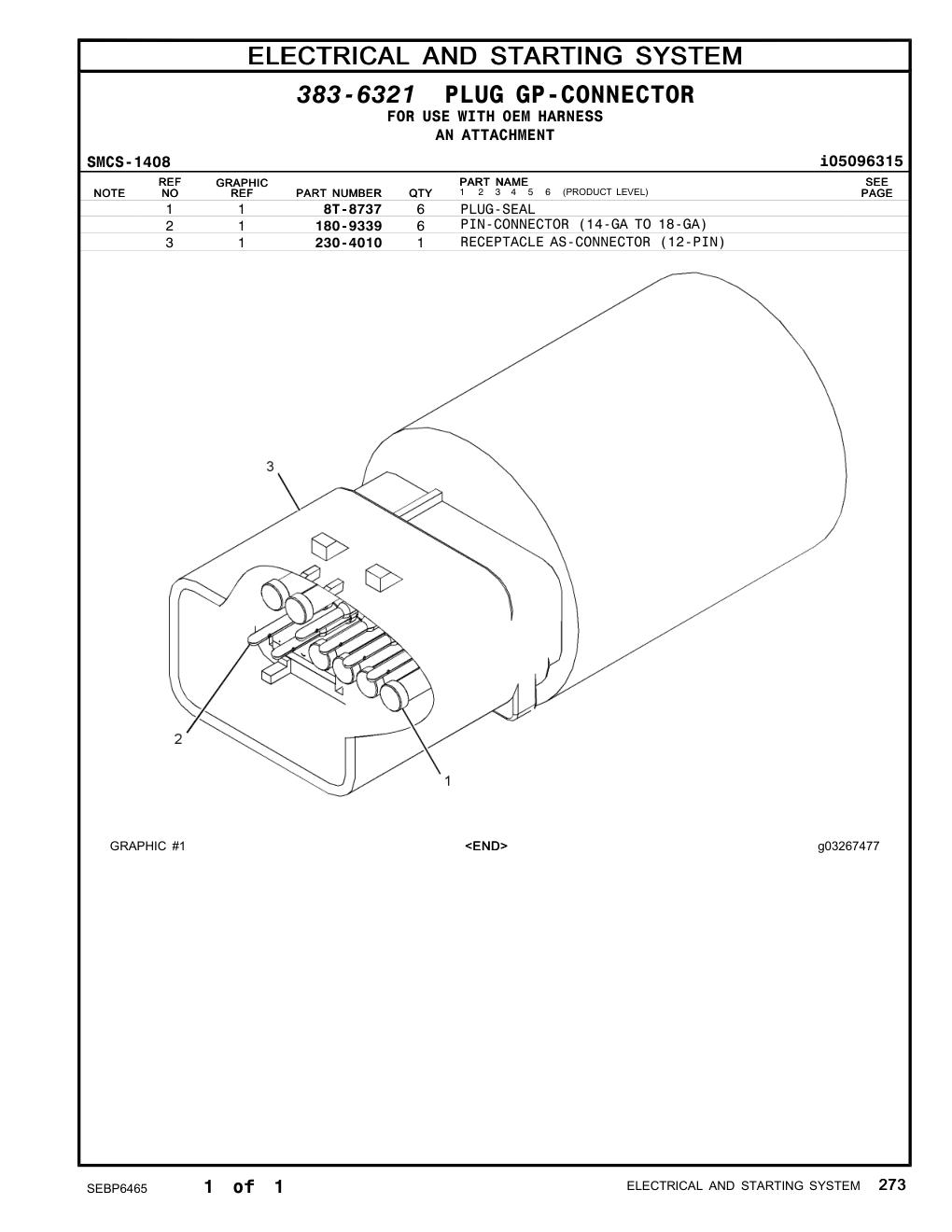 230-4010 RECEPTACLE AS-CONNECTOR (12-PIN) CAT parts manual diagram