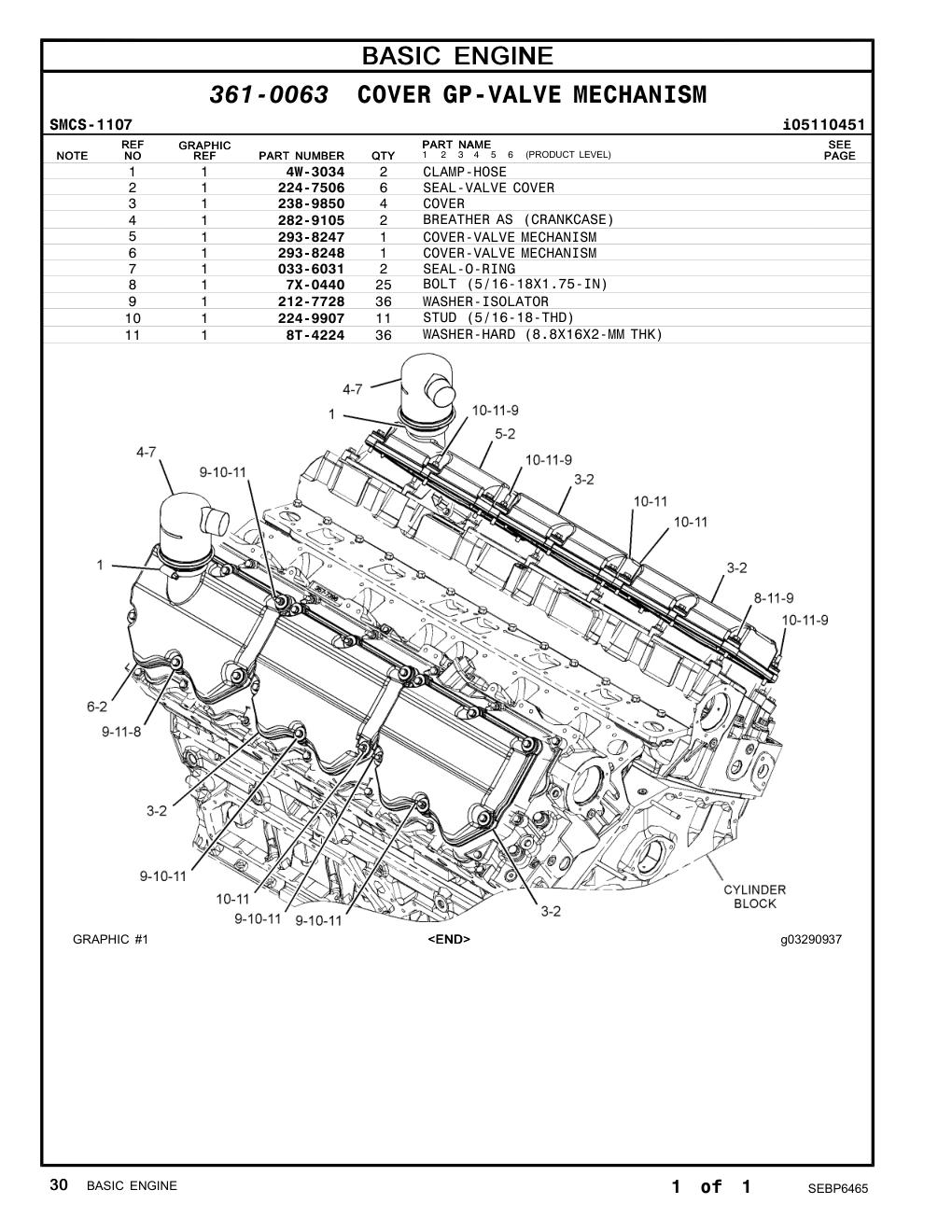 293-8248 COVER-VALVE MECHANISM CAT parts manual diagram