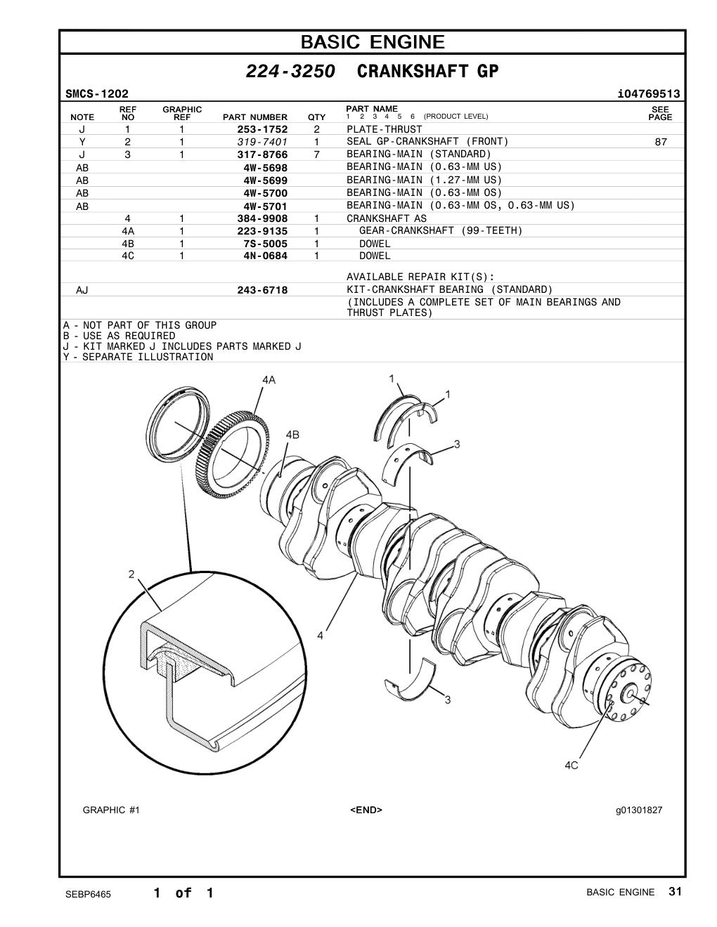 384-9908 CRANKSHAFT AS CAT parts manual diagram