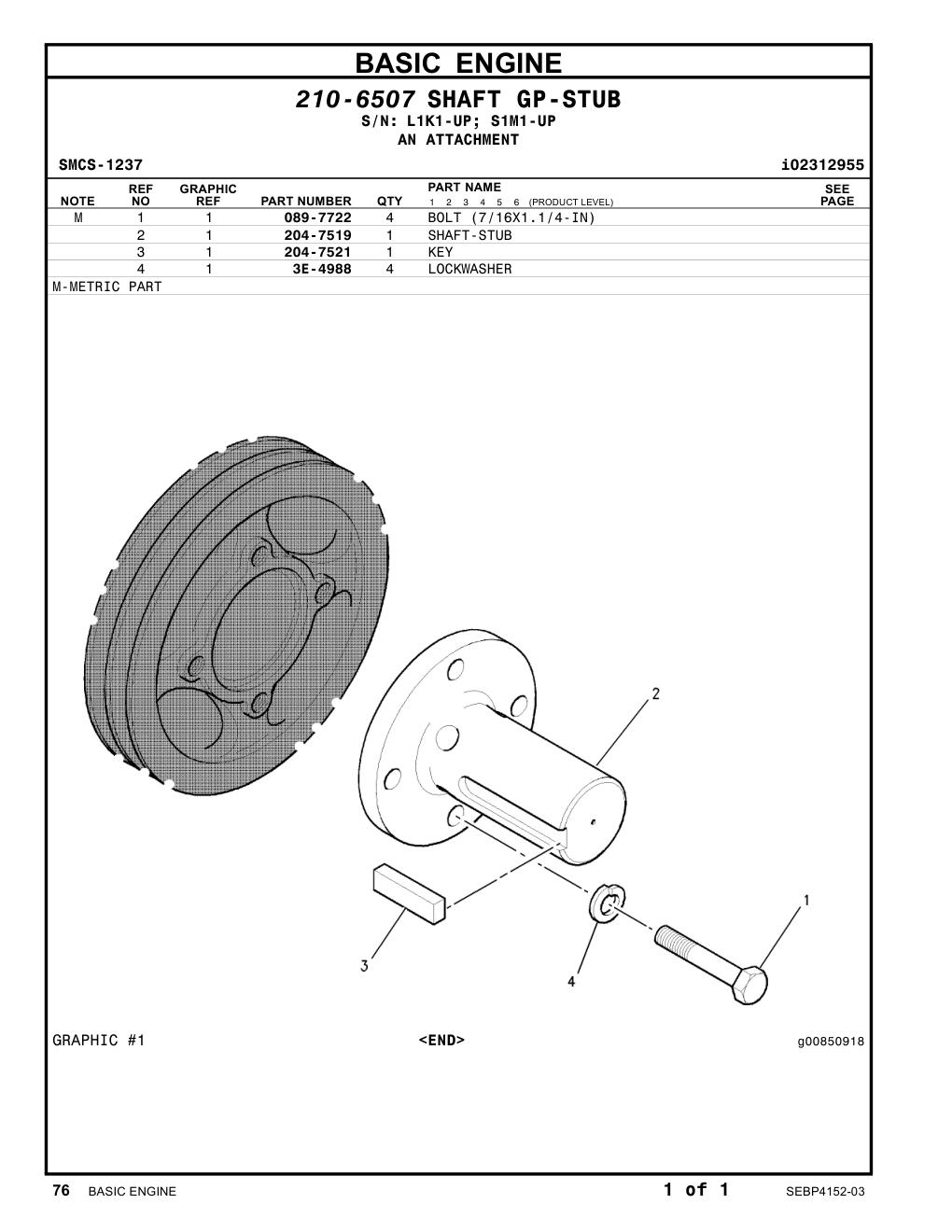 204-7521 KEY CAT parts manual diagram