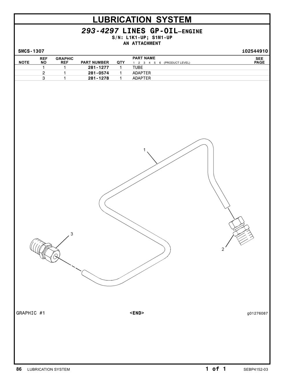 281-1277 TUBE CAT parts manual diagram
