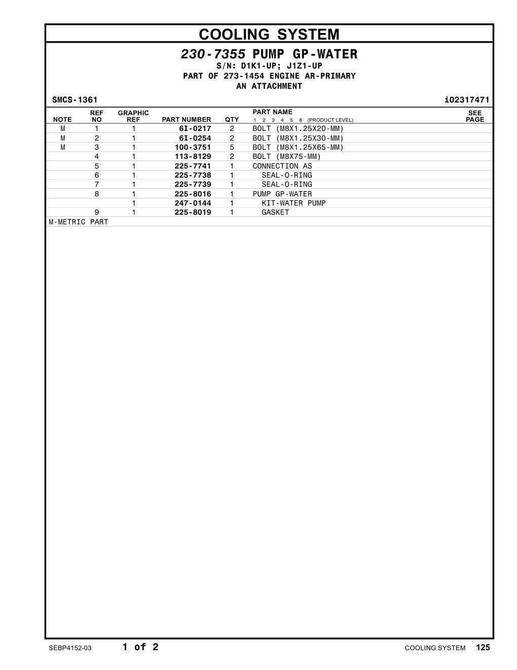 225-7739 SEAL-O-RING CAT parts manual diagram